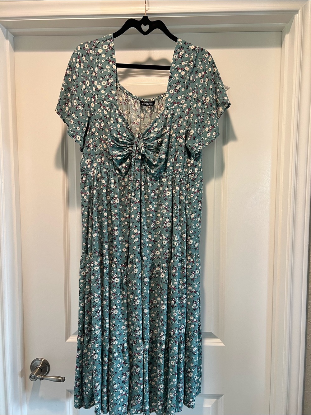 Bloom Chic Floral Tie-Front Dress in Teal